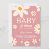 Retro daisy baby in bloei woestijnroze baby shower kaart (Voorkant)