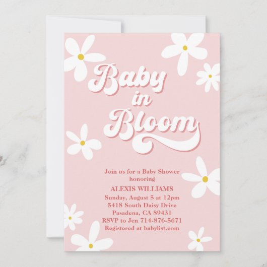 Retro Daisy Baby shower Baby in bloei Kaart (Voorkant)