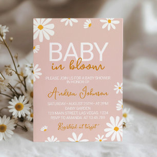Retro Daisy Baby shower Invitation Kaart