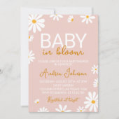 Retro Daisy Baby shower Invitation Kaart (Voorkant)