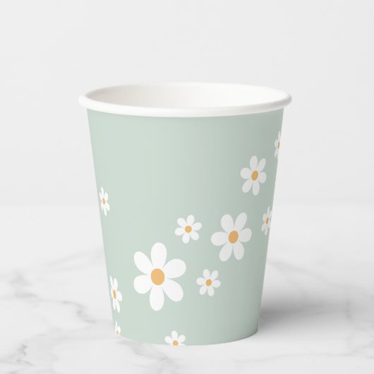 Retro Daisy Baby shower Paper Cups Papieren Bekers (Voorkant)