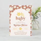 Retro Daisy Baby shower Uitnodiging | Retro-Baby (Staand voorkant)