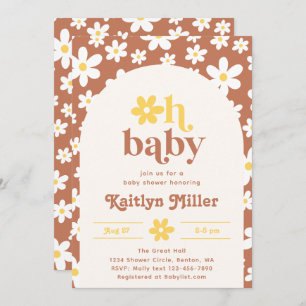 Retro Daisy Baby shower Uitnodiging   Retro-Baby