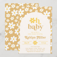 Retro Daisy Baby shower Uitnodiging | Retro-Baby