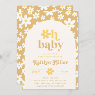 Retro Daisy Baby shower Uitnodiging   Retro-Baby