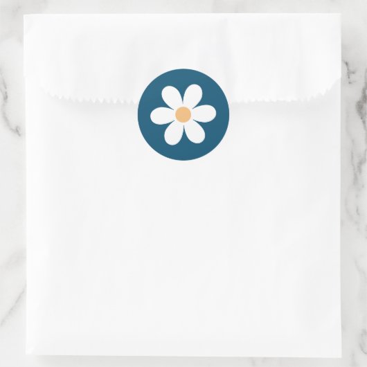 Retro Daisy blauw Ronde Sticker (Tas)