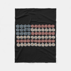 Retro Daisy bloem Amerikaanse vlag vrouwen 4 juli Fleece Deken