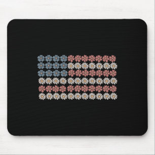 Retro Daisy bloem Amerikaanse vlag vrouwen 4 juli Muismat