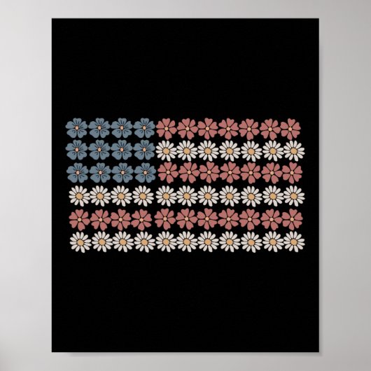 Retro Daisy bloem Amerikaanse vlag vrouwen 4 juli Poster (Voorkant)