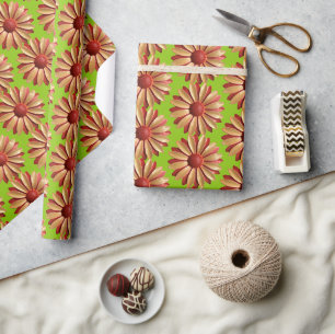 Retro Daisy Bloem Bloemen Lente Zomertuin Cadeaupapier