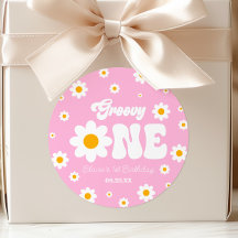 Retro Daisy Bloem Groovy Een 1e Verjaardagsfeest