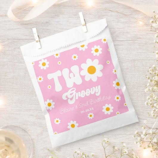 Retro Daisy Bloem Twee Groovy 2e Verjaardagsfeest Bedankzakje (Geknipt)