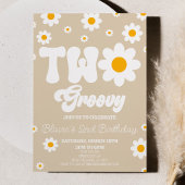 Retro Daisy Bloem Twee Groovy 2e Verjaardagsfeest Kaart