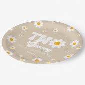 Retro Daisy Bloem Twee Groovy 2e Verjaardagsfeest Papieren Bordje (Gekanteld)