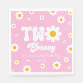 Retro Daisy Bloem Twee Groovy 2e Verjaardagsfeest Servet (Voorkant)