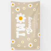 Retro Daisy Bloem Twee Groovy 2e Verjaardagsfeest Spandoek (Verticaal)
