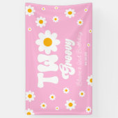 Retro Daisy Bloem Twee Groovy 2e Verjaardagsfeest Spandoek (Verticaal)