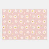 Retro Daisy Bloemen Blush Roze Baby Meisje Verjaar Inpakpapier Vel (Voorkant)