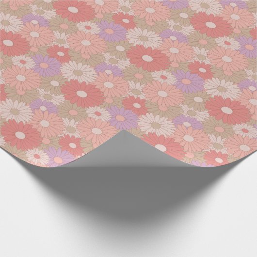 Retro-daisy-bloemen Cadeaupapier (Hoek)