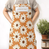 Retro Daisy Bloemen Naam Schort