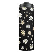 Retro Daisy Bloemen Patroon Boho gepersonaliseerd Thermosbeker (Voorkant)