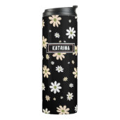 Retro Daisy Bloemen Patroon Boho gepersonaliseerd  Thermosbeker (Gedraaid links)