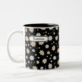 Retro Daisy Bloemen Patroon Boho gepersonaliseerd Tweekleurige Koffiemok