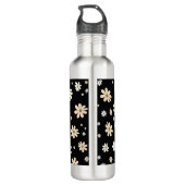 Retro Daisy Bloemen Patroon Boho gepersonaliseerd  Waterfles (Achterkant)