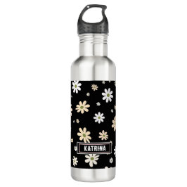 Retro Daisy Bloemen Patroon Boho gepersonaliseerd Waterfles