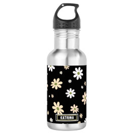 Retro Daisy Bloemen Patroon Boho gepersonaliseerd Waterfles