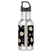 Retro Daisy Bloemen Patroon Boho gepersonaliseerd  Waterfles (Achterkant)