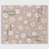 Retro Daisy Bloemen Patroon Gepersonaliseerde Verj Cadeaupapier (Vlak)