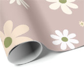Retro Daisy Bloemen Patroon Gepersonaliseerde Verj Cadeaupapier (Rol Hoek)