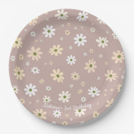 Retro Daisy Bloemen Patroon Gepersonaliseerde Verj Papieren Bordje