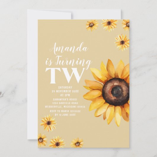 Retro Daisy Bloemen Tweede Verjaardag Zonnebloemen Kaart (Voorkant)