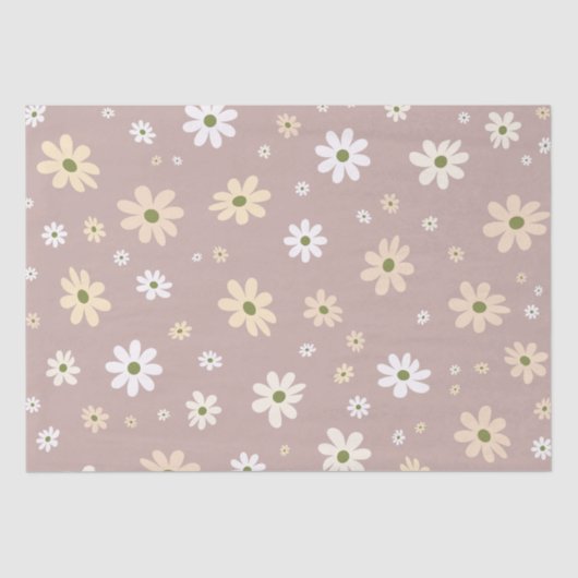Retro Daisy Bloemenpatroon Boho Decoratief Tissuepapier (Voorkant)
