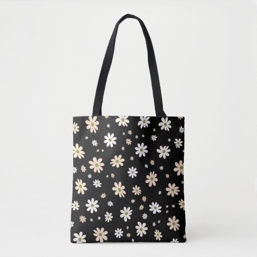Retro Daisy Bloemenpatroon Boho Decoratief Tote Bag (Voorkant)