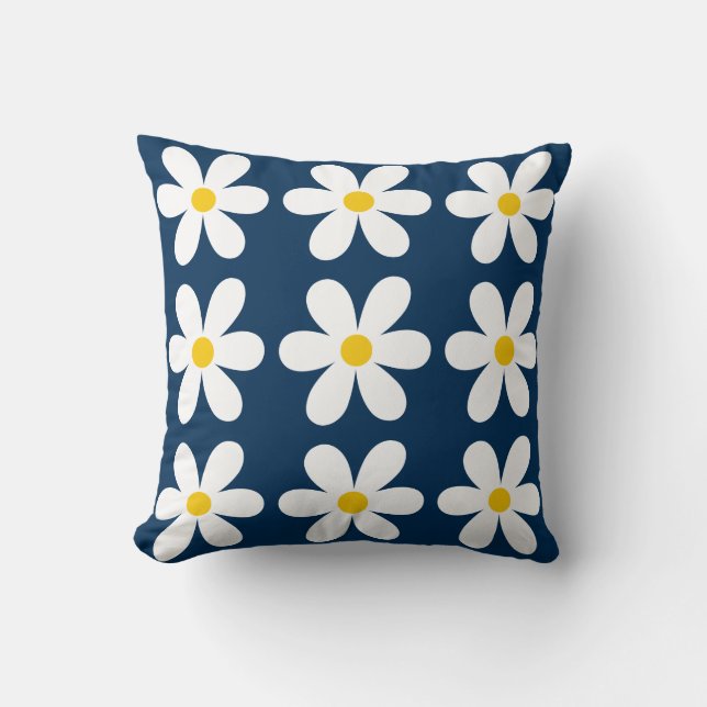 Retro Daisy bloemenpatroon Kussen (Voorkant)