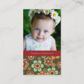 Retro Daisy Blooms en Stippen Patroon Foto mama Contactkaartje (Achterkant)