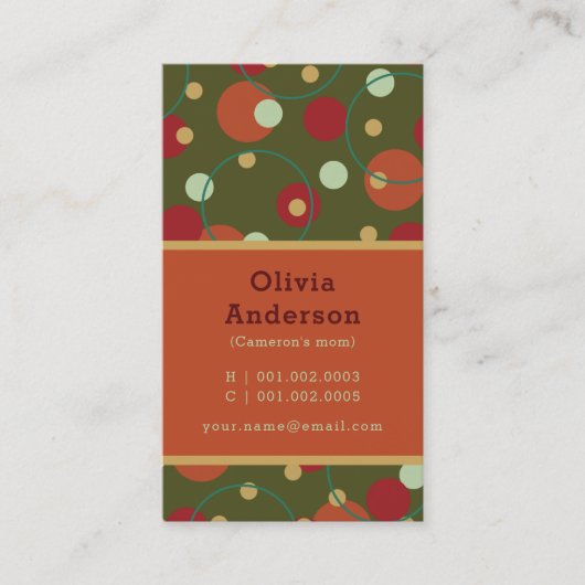 Retro Daisy Blooms en Stippen Patroon Foto mama Contactkaartje (Voorkant)