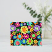 Retro Daisy Blossom Flower Power Pattern Briefkaart (Staand voorkant)
