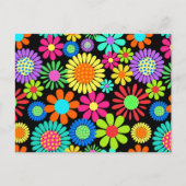 Retro Daisy Blossom Flower Power Pattern Briefkaart (Voorkant)