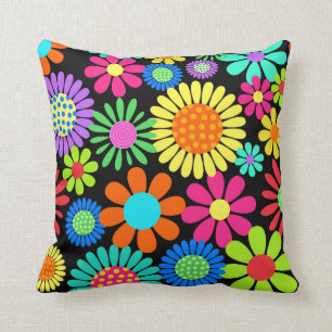 Retro Daisy Blossom Flower Power Pattern Kussen