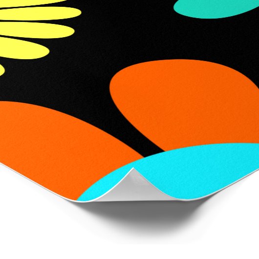 Retro Daisy Blossom Flower Power Pattern Poster (Hoek)