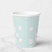 Retro Daisy Blue Baby shower Paper Cups Papieren Bekers (Rechts)
