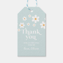 Retro Daisy Blue boho bedankt voor Gift Labels