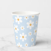 Retro Daisy blue Paper-Borden Papieren Bekers (Achterkant)