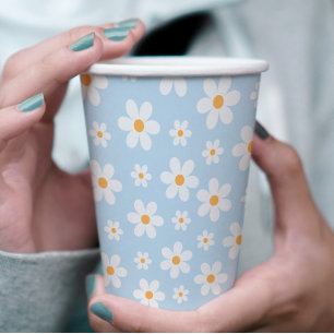 Retro Daisy blue Paper-Borden Papieren Bekers