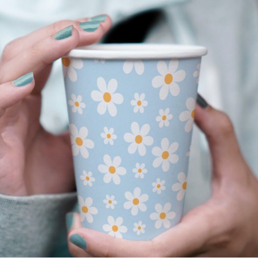 Retro Daisy blue Paper-Borden Papieren Bekers