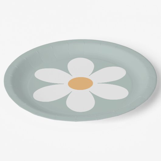 Retro Daisy blue Paper-Borden Papieren Bordje (Gekanteld)